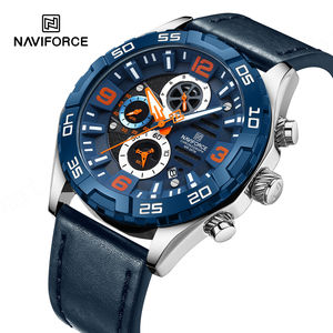 Naviforce นาฬิกาควอตซ์แฟชั่นสำหรับผู้ชาย, ใหม่8043 bgnb พร้อมหน้าปัดตัวเลขสีเขียวนาฬิกาข้อมือสายหนังเป็นของขวัญ - Product Image 2