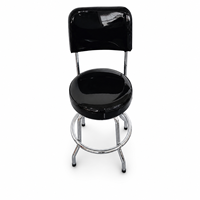 Tabouret de bar pivotant à 360° avec siège rembourré en PU et PVC, base en métal chromé avec dossier, pour bistrot, snack-bar, café, zone de divertissement