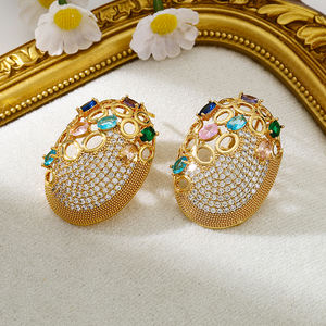 جودة العلامة التجارية Sunnice عتيقة عتيقة اللون أقراط بوهو مطلية بالذهب عيار 18 قيراط مجوهرات مجوفة أنيقة مصنع قوانغدونغ - Product Image 3