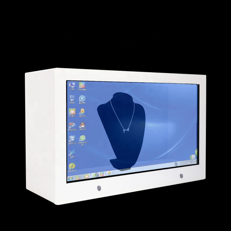 New technology 3D transparent lcd display jewelry advertising kiosk popular digital signage box