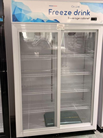 Vitrine réfrigérée verticale à 2 portes vitrées pour supermarché, présentoir de boissons commercial avec éclairage supérieur