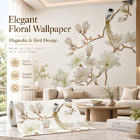 Papier peint floral élégant, motif oiseau magnolia, papier décoratif pour revêtement mural, salon, chambre, hôtel, intérieur