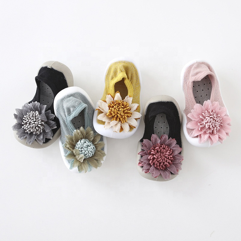 Уличные детские повседневные туфли с милыми цветами, дышащие легкие детские носки