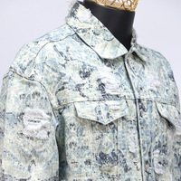 Vente en gros de manteaux en jean jacquard simple boutonnage décontractés pour hommes vestes en jean à revers pour hommes