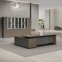 Scrivania moderna e semplice per manager, per ufficio aziendale o uso domestico, mobile in legno con pannelli, scrivania moderna.
