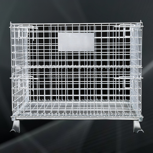 Stackable Heavy Duty Steel Storage Container Storage Cages Steel <strong>Wire</strong> Collapsible <strong>Basket</strong> - Product Image 1