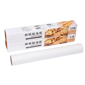 Rollos de papel recubiertos de silicona de pulpa de madera virgen con logotipo impreso personalizado para cocinar para freidora de aire de doble cara