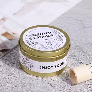 Vela de aromaterapia aromática sin humo hecha a mano perfumada personalizada cilindro de cera de soja lata - Product Image 4