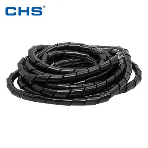 19mm CHS nokta toptan Spiral sarma kablo bantları PE spiral kablo tel sarma tüp siyah beyaz Spiral yara kablo kılıfı