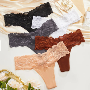 Culottes brodées respirantes chaudes pour femmes, tangas sexy en dentelle, antibactériennes, florales, multicolores, <span class=keywords><strong>lingerie</strong></span> pour femmes - Product Image 2
