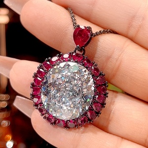 Fashion Jewelry Eco-friendly Copper Black Gold Plated 18*20mm White Zircon Multi <b>Colour</b> Pendant <b>Set</b> for Banquet - Product Image 4