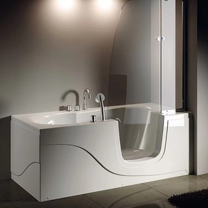 Baignoire de plain-pied intérieure Massage à remous SPA Salle de bain Jets de trempage Baignoire carrée avec porte en verre Robinet de douche - Product Image 2