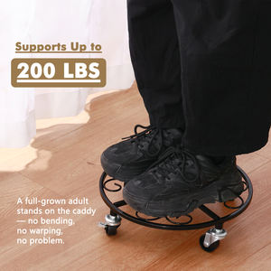 Chariot à plantes robuste en fer avec roues - Support de jardin pour plantes et roulettes avec trous de drainage - Product Image 4