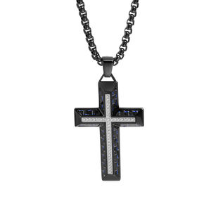 Moda Tizti ligero forjado fibra de carbono colgante collar de acero inoxidable regalo hombres joyería Cruz collares - Product Image 2