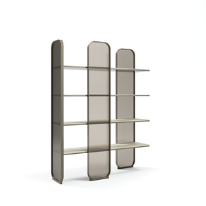 Estantería de diseñador italiano de gama alta, estantería de lujo moderna con paneles de madera, estantería de exhibición contemporánea para sala de estar - Product Image 5