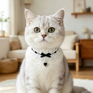 Kalung Kucing Lolita, Liontin Anjing, Kalung Renda, Kerah Hewan Peliharaan, Aksesoris Anak Anjing, Perhiasan Anak Kucing Kulit PU, Gaya Putri - Product Image 3
