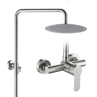 Mitigeur de douche mural moderne à poignée unique, finition chrome, effet pluie, en acier inoxydable 304 brossé, avec cartouche céramique, garantie 5 ans