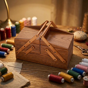 Caja de Costura Organizadora de Madera Plegable Multifuncional Personalizada, Pulida y Ecológica para Decoración del Hogar - Product Image 2