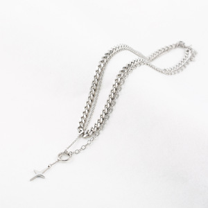 สร้อยคอเหล็กไทเทเนียมแบบมีชั้น จี้รูปดาวแบบโซ่คู่ สำหรับทุกเพศ ใส่ได้ทุกวัน - Product Image 3