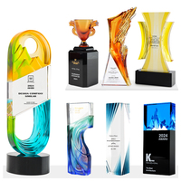 Großhandel RUND BLAU KRISTALL Trophäe für Souvenir