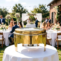Ensemble de réchauds ronds dorés de luxe sur mesure pour usine, 6 L, pour la restauration, les fêtes, les mariages et les buffets