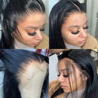 Peluca de Cabello Humano Liso con Encaje Frontal 13x6 HD, Pelucas Pre-Desplumadas 13x4 para Mujeres Negras