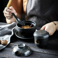 Petit cuiseur à vapeur en céramique, Pot de ragoût de cuisine Style rétro simple et pas cher pour soupe, soupière en céramique