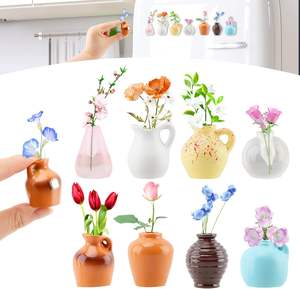 Imanes de Refrigerador con Mini Jarrones de Cerámica y Flores Artificiales, Divertidos Imanes Pequeños para Decoración de Refrigerador, Oficina, Cocina - Product Image 2