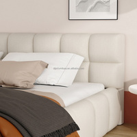 Nouveau design, lit nuage moderne de luxe, lit européen complet Queen King, blanc tapissé, lit en bois rembourré, meubles de chambre à coucher de style doux