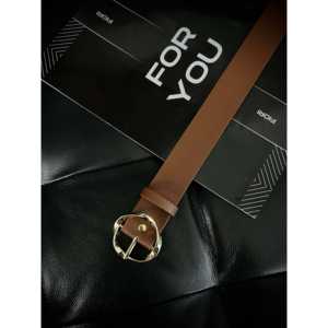 Cinturón para Mujer, Color Marrón, Cuero PU, Hebilla con Anillo en D, Estilo Casual, Herrajes de Aleación, Talla Estándar - Product Image 1