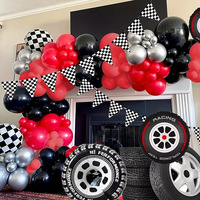 Kit de Décorations de Fête d'Anniversaire Thème Course Automobile en Gros – Ballons en Latex Rouge, Bleu, Noir, Arche et Bannière Joyeux Anniversaire Durables