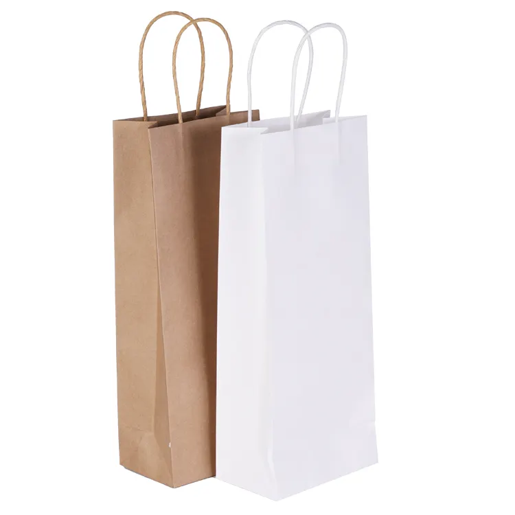 Bolsa de papel de embalaje, bolsas de papel kraft para vino, personalizadas