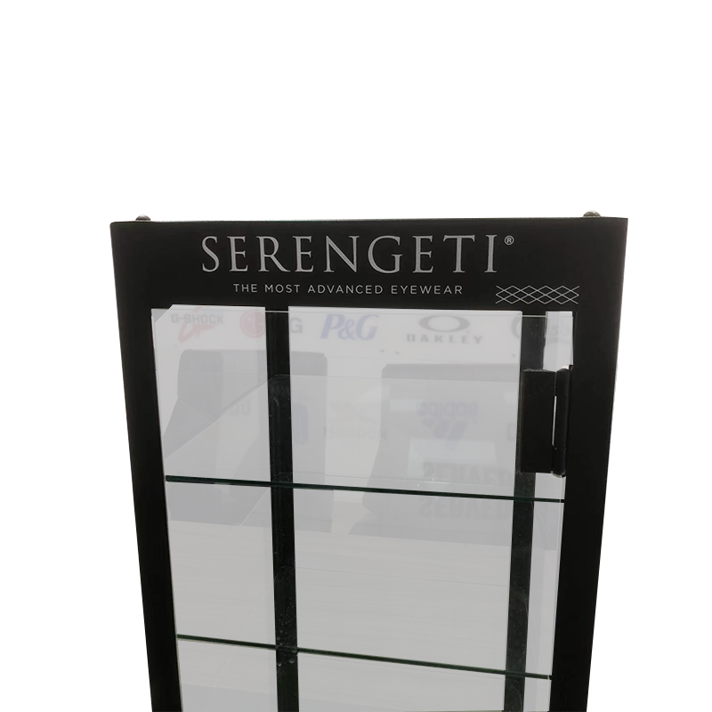 Countertop Spectacle Display Rack Multi-tier Glasses Shelf square Metal Shelf with Door for Retail Shop — view 5