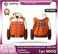 Veste universitaire à capuche personnalisée, design color block, manteau de baseball avec logo brodé, ODM OEM, MOQ 1 pièce