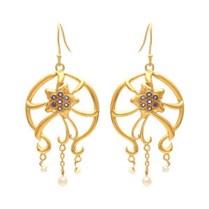 Customizable 925 Sterling <b>Silver</b> Women's Wedding <b>Earrings</b> Handmade Natural Iolite and <b>pearl</b> Gemstone Latest Vintage - Product Image 1