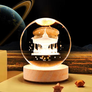 Cadeau de noël 3D galaxie boule de cristal Base en bois système solaire planète lumière LED chambre Table bureau décoration veilleuse - Product Image 5