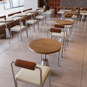 Divani in Legno Massello per Caffetterie e Set di Tavoli e Sedie in Acciaio Inox su Misura per Ristoranti e Bar - Product Image 3