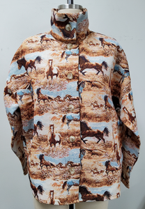 Chaqueta estilo retro americano occidental con estampado de caballo amarillo, holgada y casual. - Product Image 5