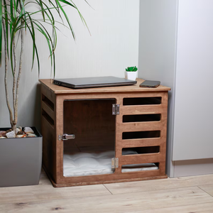 इनडोर बिल्लियों के लिए बिस्तर बिल्ली विला के साथ उच्च गुणवत्ता वाले ठोस लकड़ी बिल्ली घर में वेंटिलेशन ग्लास दरवाजे हैं। - Product Image 2