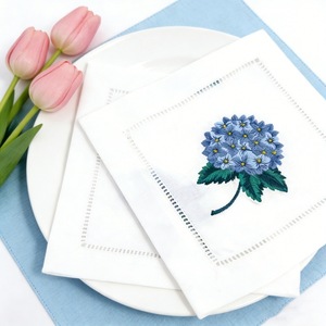 Gepersonaliseerde borduurwerk bloemenpatronen cadeau servet katoen linnen vierkant textiel herbruikbaar tafel diner servetten - Product Image 5