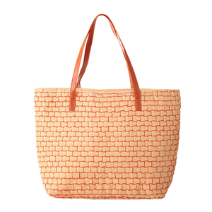 Borsa da spiaggia in carta intrecciata bicolore 55x37x17 cm per donna, borsa da viaggio estiva - Product Image 1