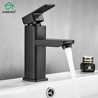Robinet de lavabo à une poignée à montage sur pont noir mat avec noyau de valve en céramique Design contemporain en acier inoxydable pour la salle de bain