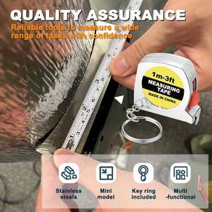 <b>Heavy</b> <b>Duty</b> 3ft Keychain Tape Measure Metal Case Retractable Steel Blade Imperial Inch Small Measuring <b>Tool</b> for Construction - Product Image 4