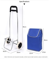 Chariot de courses pliable portable en tissu Oxford, chariot de supermarché à un seul niveau, sac de rangement alimentaire, type autoportant