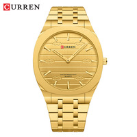 Jam Tangan Pria CURREN Bisnis Olahraga Stainless Steel Quartz Tahan Air Analog Dial Laris Manis Relogio Masculino Emas