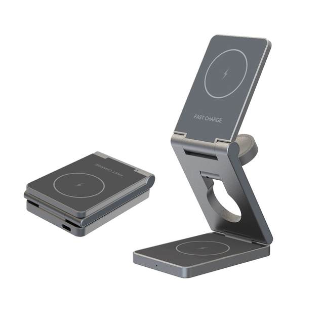 3-in-1 Wireless Charger Foldable Wireless Charger for IPhone 16 Multifunctional 15W Fast Charging for Apple Watch for Airpods