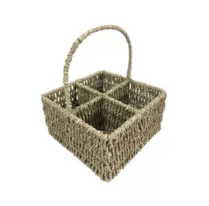 Hot Selling Seagrass Handwoven 4 Bottle Wicker Storage Basket With Competitive Price/ WS +84 909 801 508
