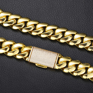 Cadena de Eslabones Cubanos Miami, <span class=keywords><strong>Oro</strong></span> 14K 18K, Latón, Joyería Masculina, Sólida, Gruesa, de Alta Gama, Premium, Gargantilla, Hip Hop, Talla Grande, Pesada - Product Image 4