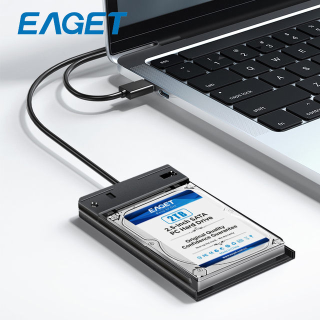 EAGET OEM SATA3.0 to USB3.0 Interface Transparent Acrylic Plastic Hard Drive Case for SSD/HDD Enclosure 5Gbp/s Transfer Speed