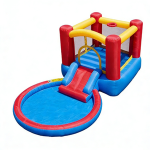 Lit <span class=keywords><strong>de</strong></span> saut gonflable compact avec <span class=keywords><strong>filet</strong></span> <span class=keywords><strong>de</strong></span> protection, toboggan et zone <span class=keywords><strong>de</strong></span> tir pour la prévention des chutes et le divertissement des enfants - Product Image 4